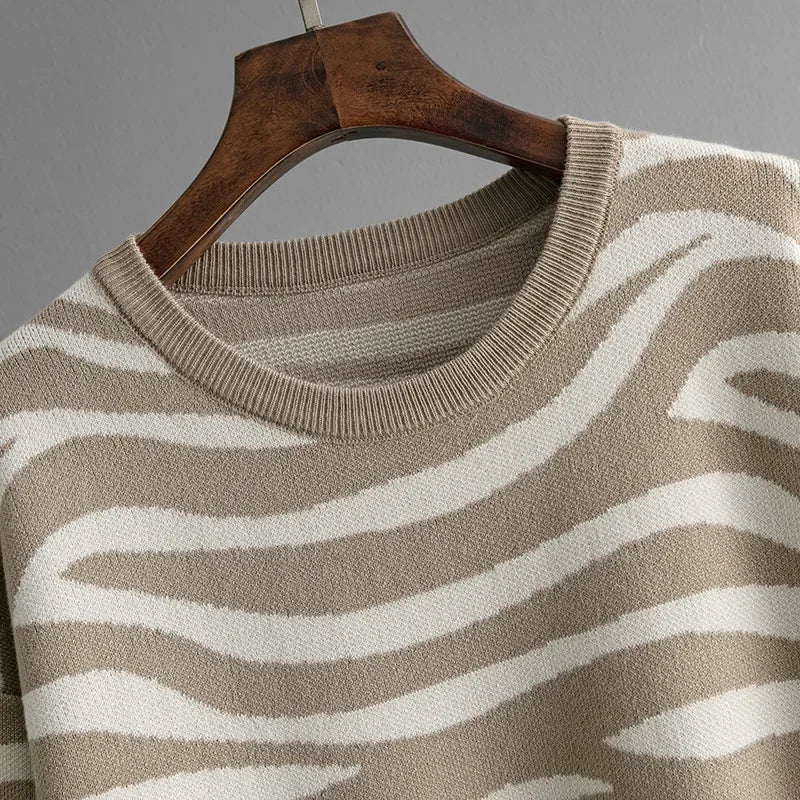 Delaney Women’s Cashmere Lounge Set – Soft Zebra Print Knit Co-Ord with Slim Fit