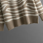 Delaney Women’s Cashmere Lounge Set – Soft Zebra Print Knit Co-Ord with Slim Fit