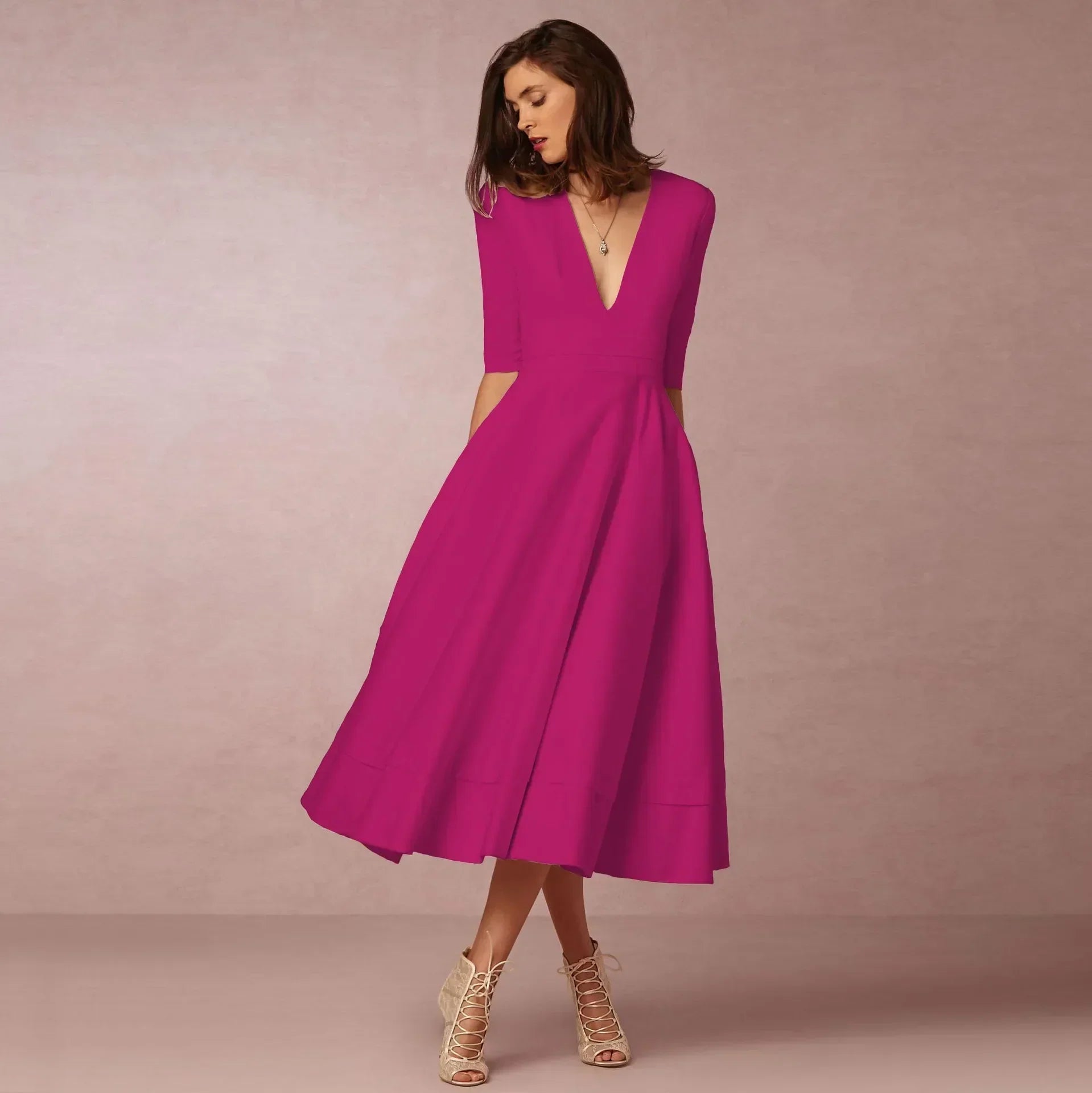 Ivy Women’s Midi Dress – Elegant Cotton Dress with Flattering Waist Fit