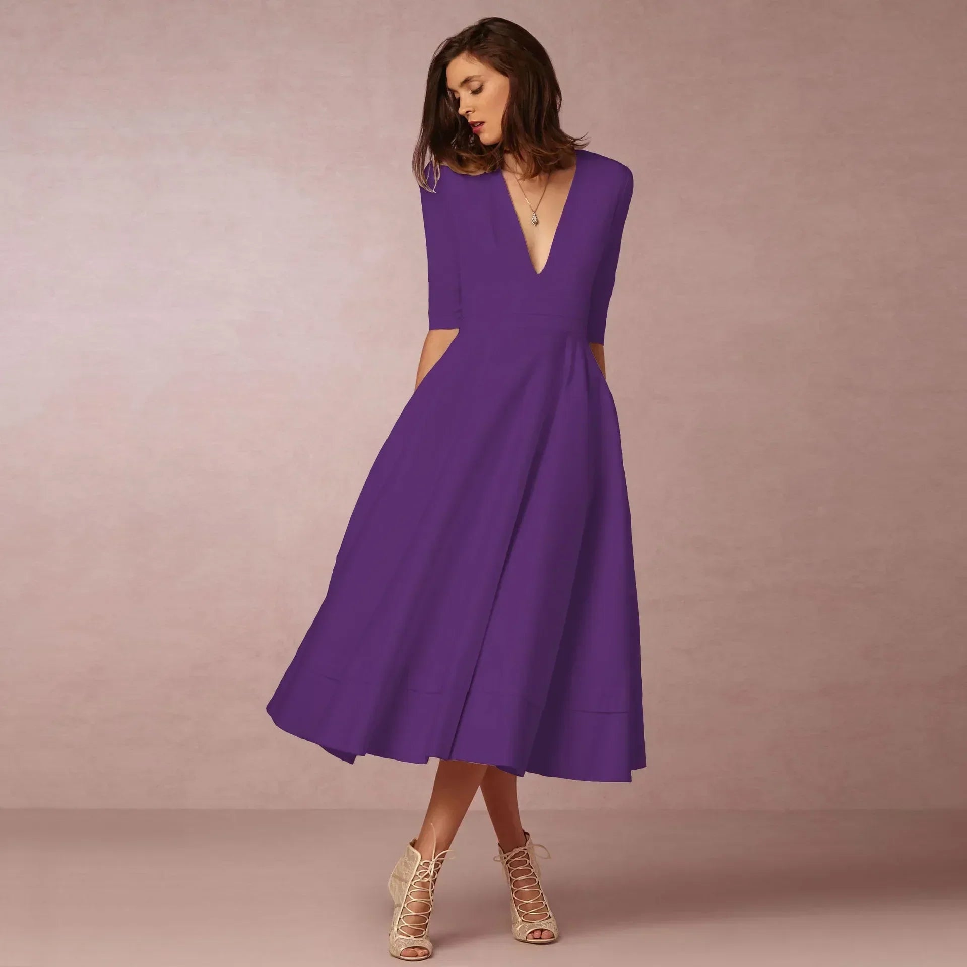 Ivy Women’s Midi Dress – Elegant Cotton Dress with Flattering Waist Fit