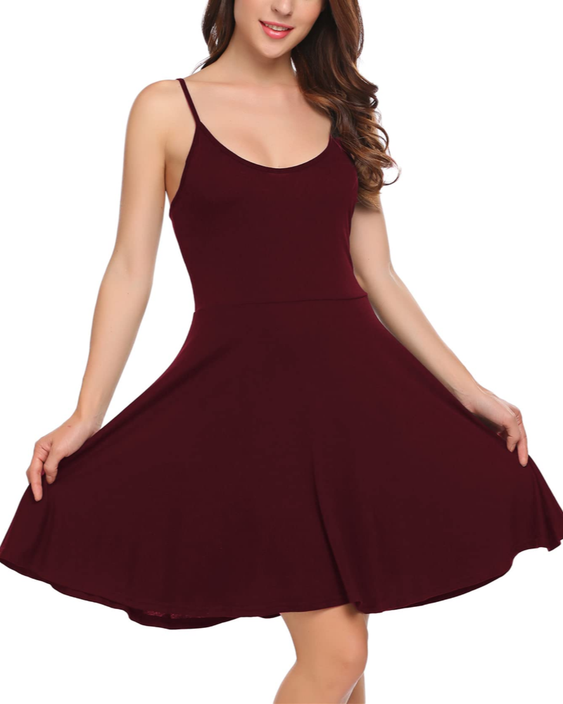 Emily Women's Floral Sundress – V-Neck Spaghetti Strap A-Line Beach Dress