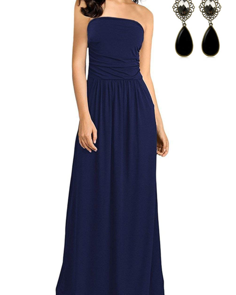 Aurora Women's Bohemian Maxi Dress – Flowy Beach Holiday Dress with Pockets