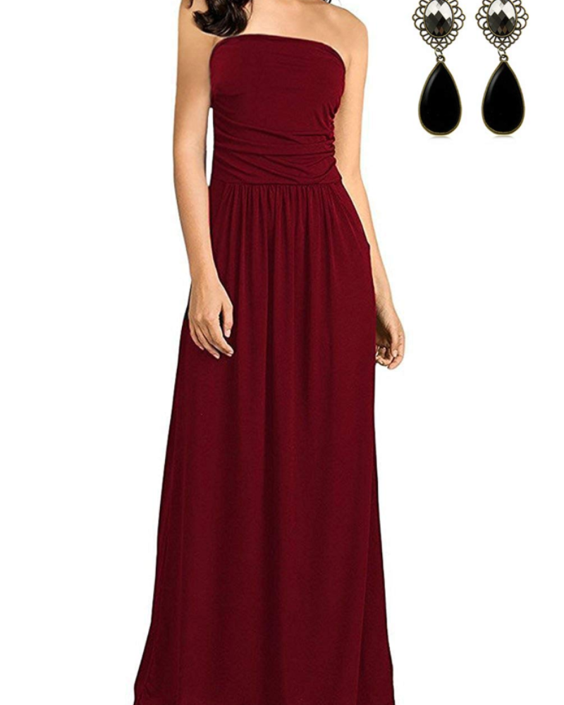 Aurora Women's Bohemian Maxi Dress – Flowy Beach Holiday Dress with Pockets