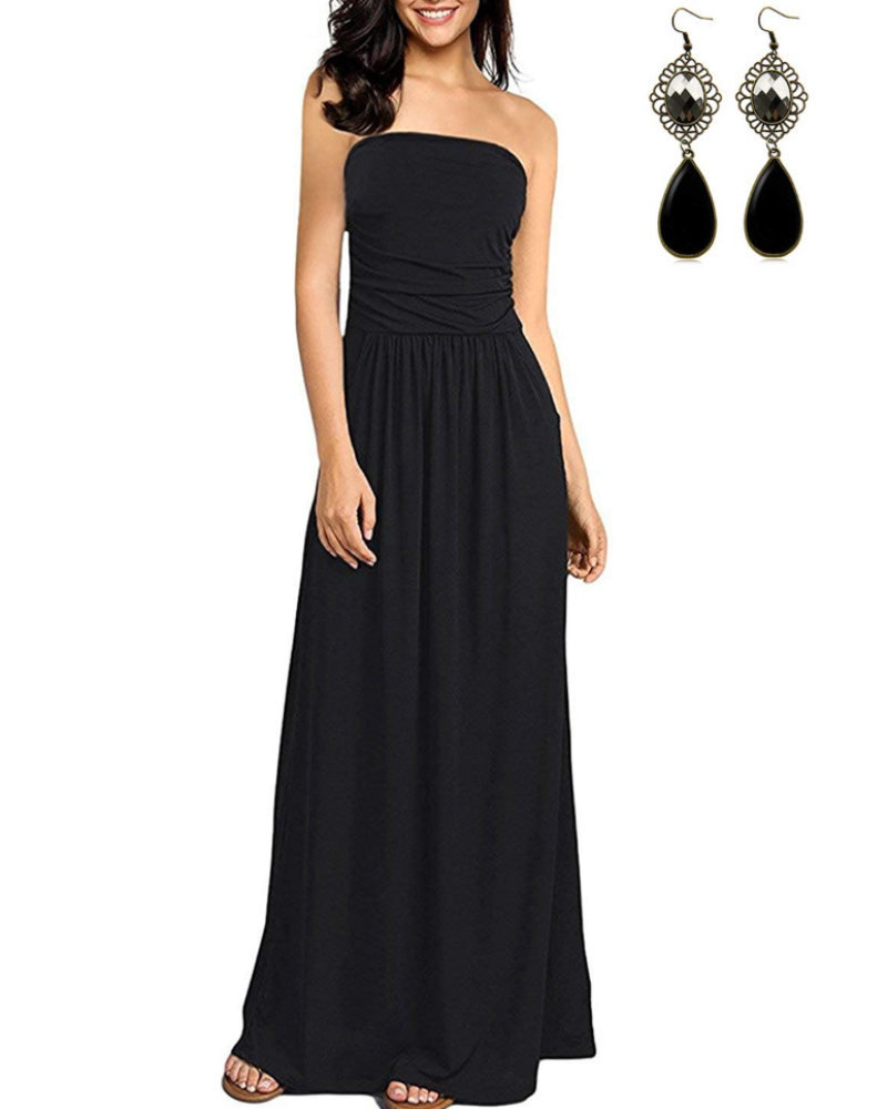 Aurora Women's Bohemian Maxi Dress – Flowy Beach Holiday Dress with Pockets