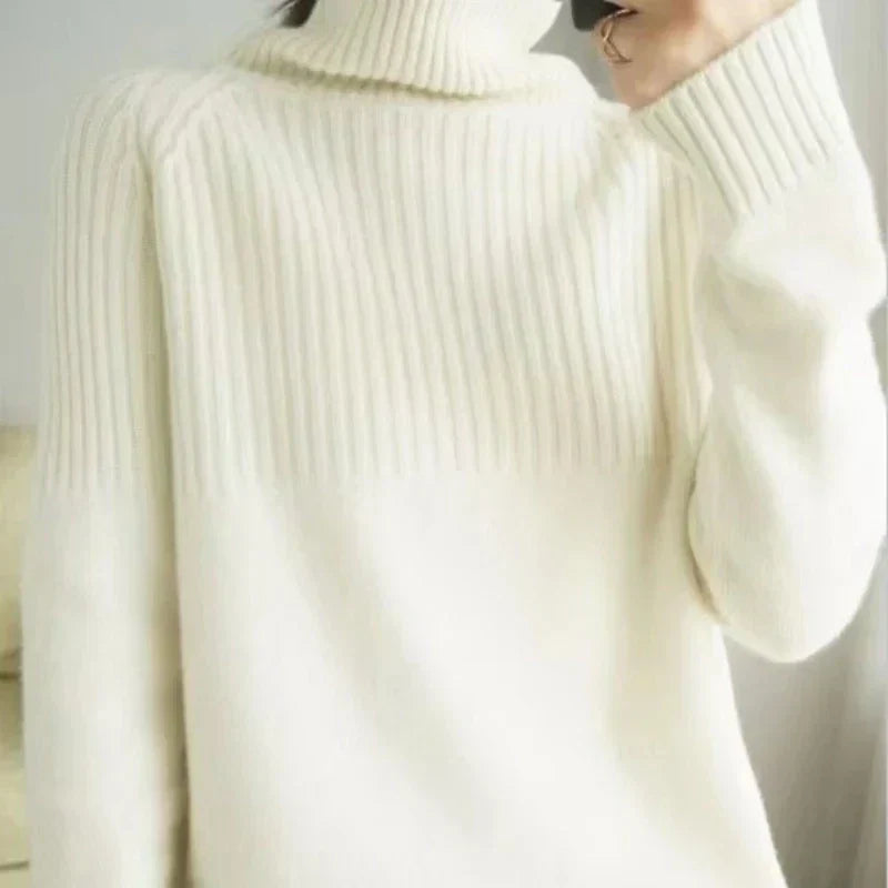 Luan Women’s Turtleneck Jumper – Soft Knit Winter Sweater with Relaxed Fit