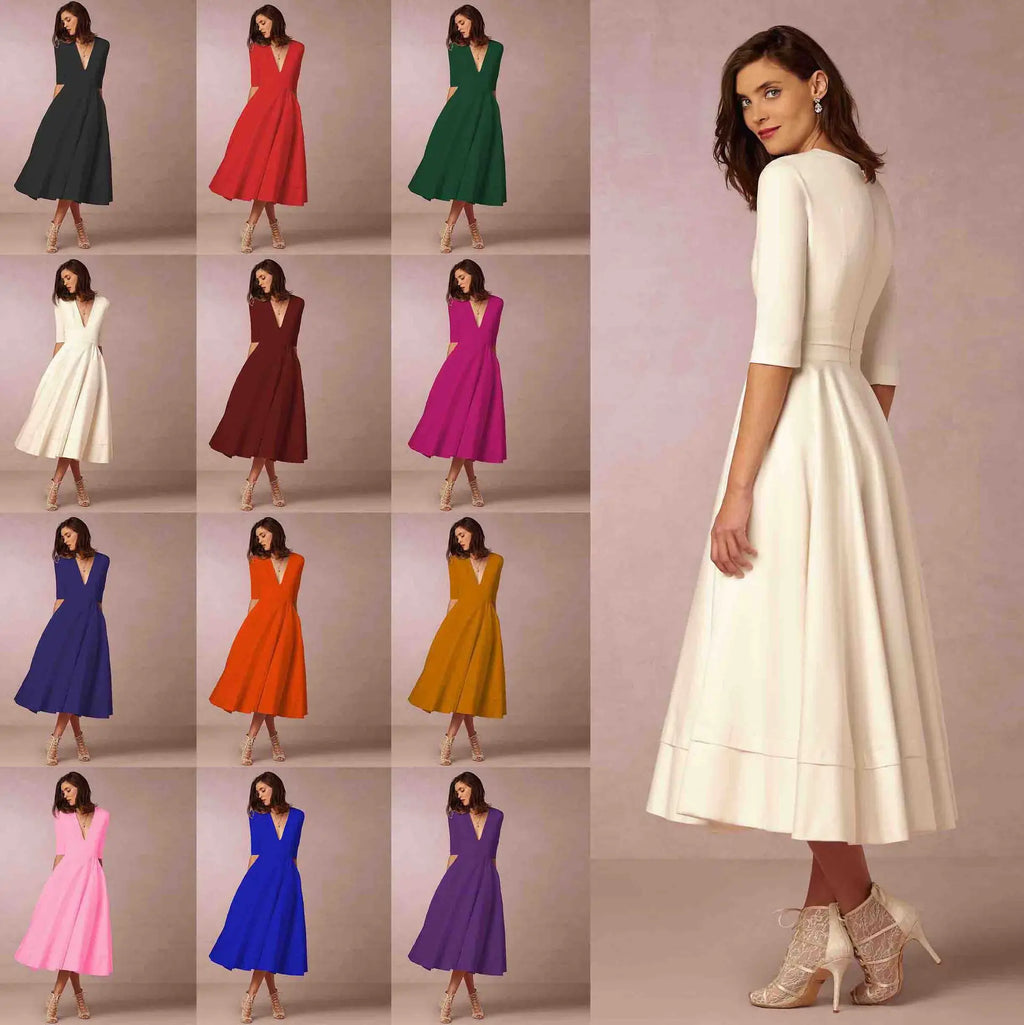Ivy Women’s Midi Dress – Elegant Cotton Dress with Flattering Waist Fit