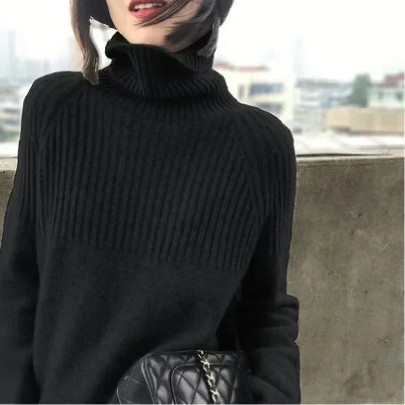 Luan Women’s Turtleneck Jumper – Soft Knit Winter Sweater with Relaxed Fit