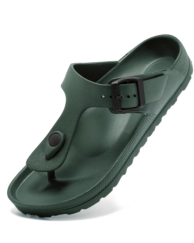 Morgan Unisex Flip Flop Sandals – Adjustable Buckle EVA Slides with Cork Footbed