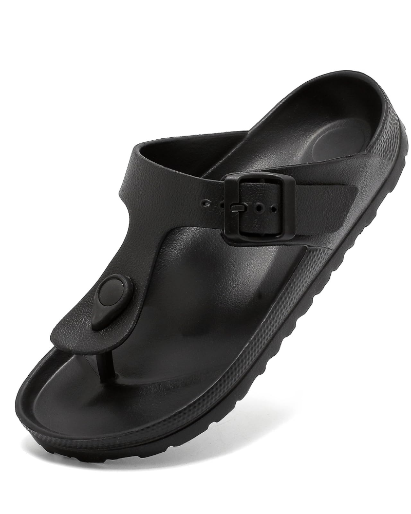 Morgan Unisex Flip Flop Sandals – Adjustable Buckle EVA Slides with Cork Footbed