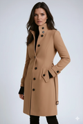 Sandy Women’s Winter Trench Coat – Elegant Fitted Jacket with High Collar Design