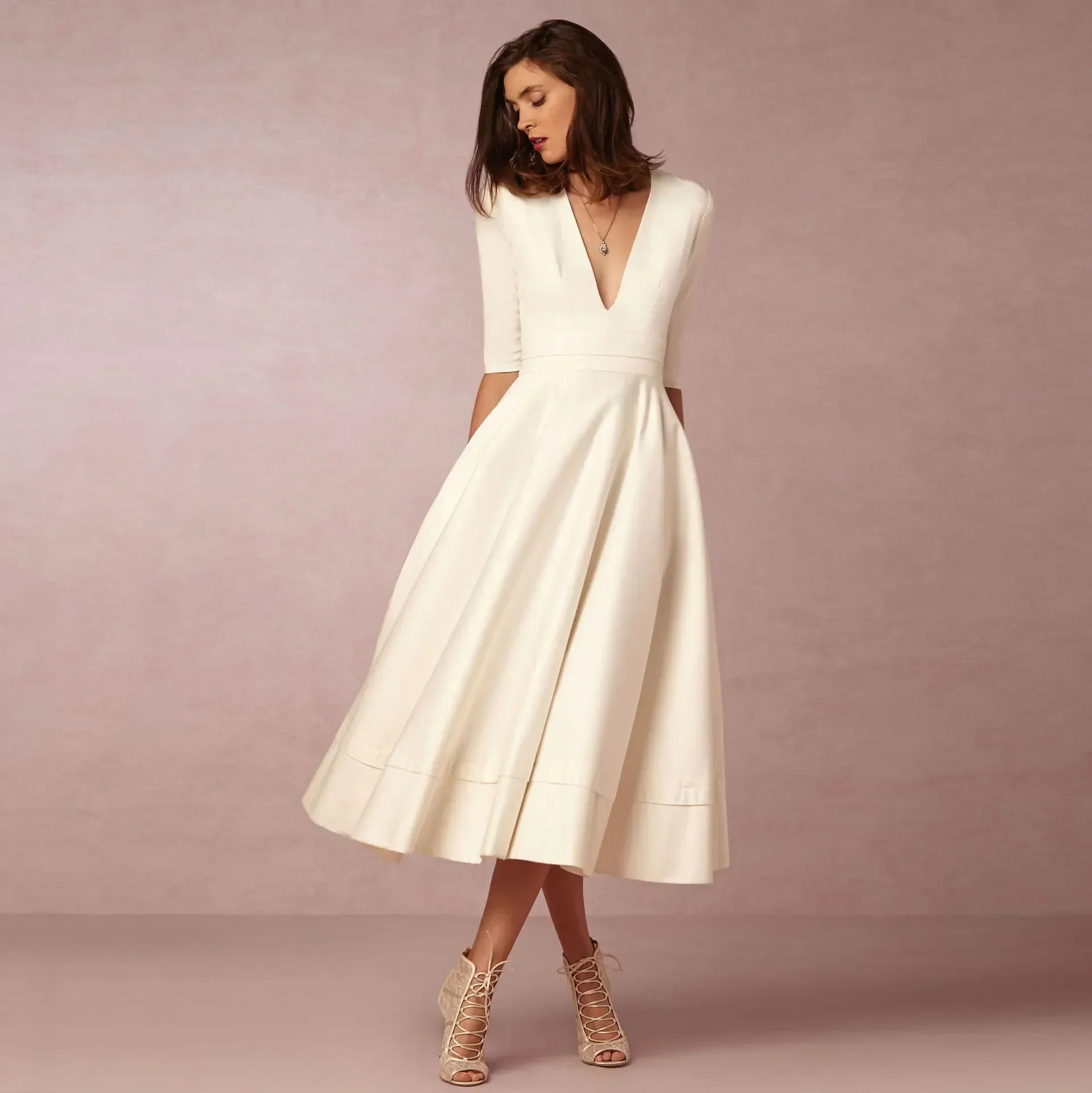 Ivy Women’s Midi Dress – Elegant Cotton Dress with Flattering Waist Fit