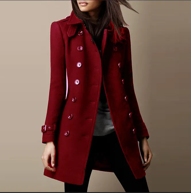 Lucille Women’s Wool Coat – Elegant Long Winter Coat with Tailored Chic Fit
