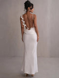 Marie Women’s Satin Evening Dress – Elegant Maxi Gown with Draped Neckline