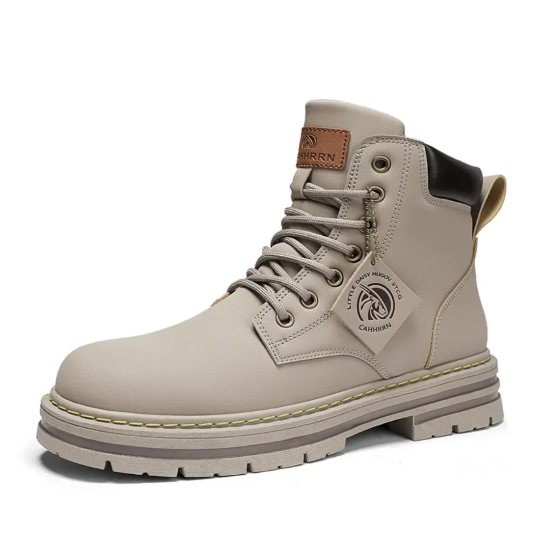 Marlon Men’s Leather Lace-Up Boots – Arch Support Shoes with Non-Slip Sole