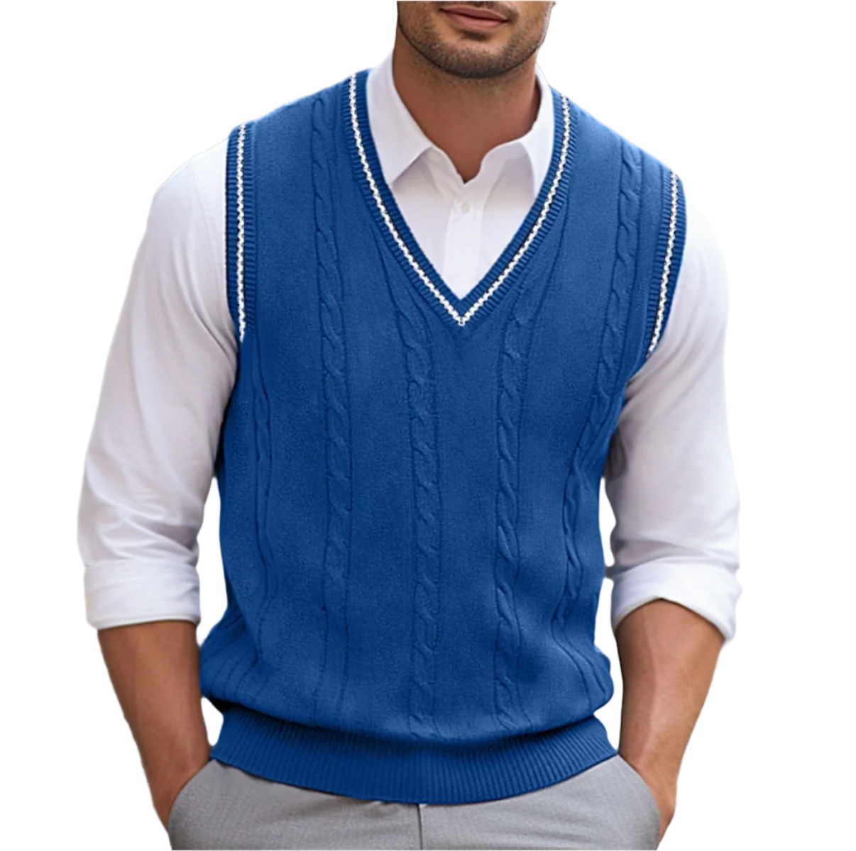 Kyson Men’s Sleeveless Jumper – Classic V-Neck Knit Vest for Smart Casual Style