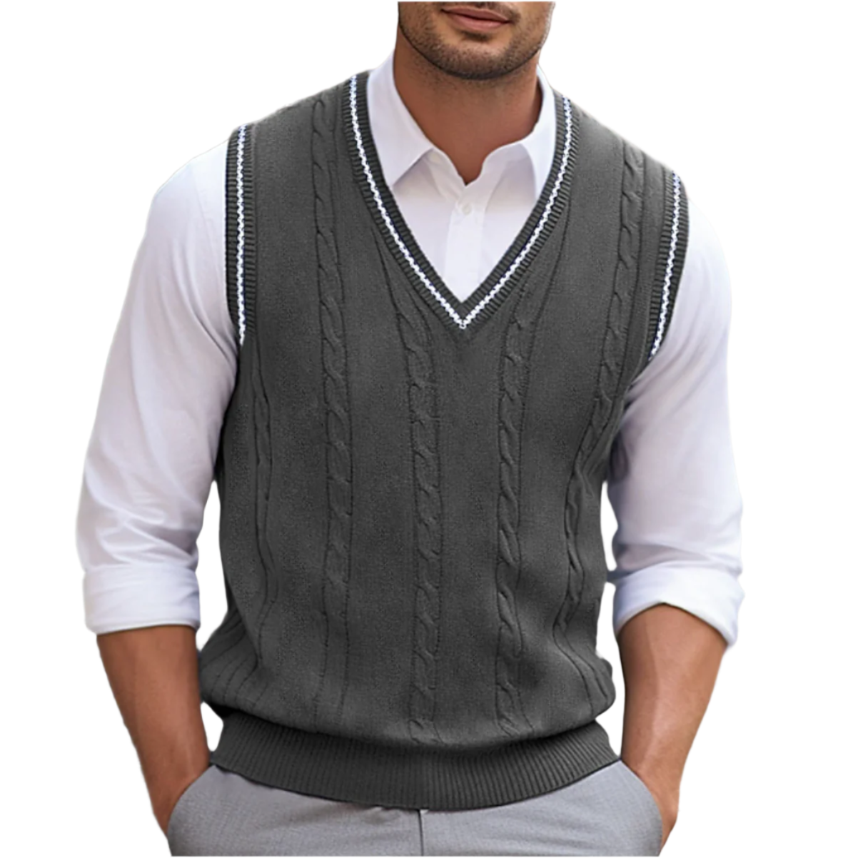 Kyson Men’s Sleeveless Jumper – Classic V-Neck Knit Vest for Smart Casual Style