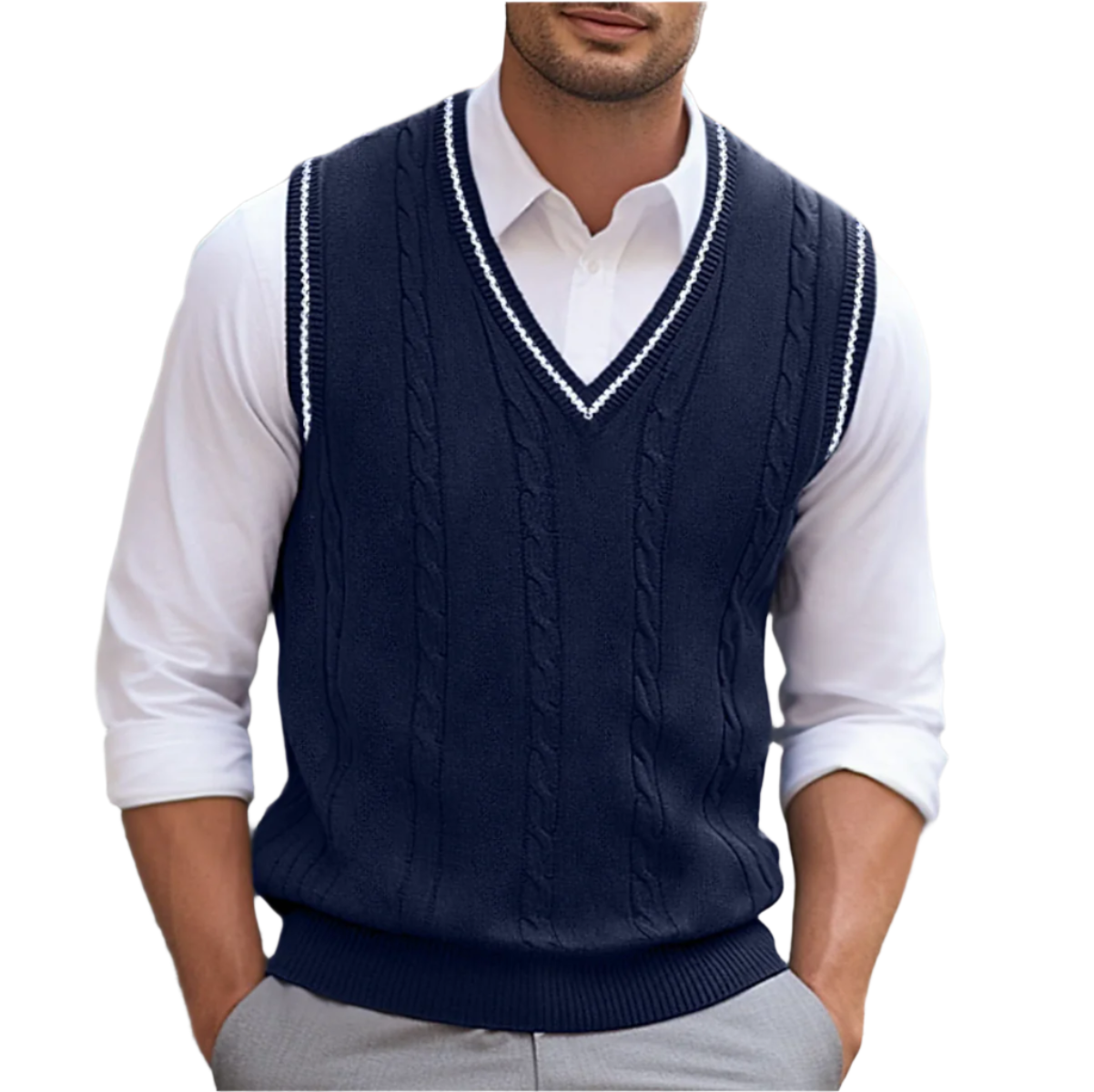 Kyson Men’s Sleeveless Jumper – Classic V-Neck Knit Vest for Smart Casual Style