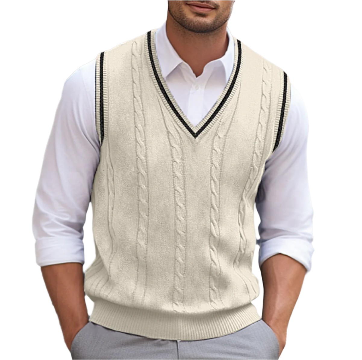 Kyson Men’s Sleeveless Jumper – Classic V-Neck Knit Vest for Smart Casual Style