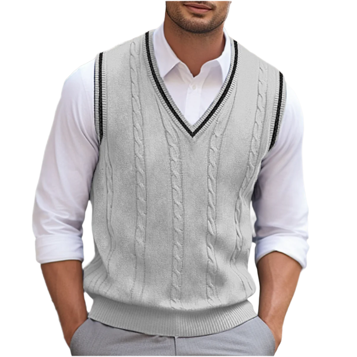 Kyson Men’s Sleeveless Jumper – Classic V-Neck Knit Vest for Smart Casual Style
