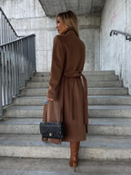 Talia Women’s Long Winter Coat – Elegant Belted Trench Coat with Double Breasted Fit