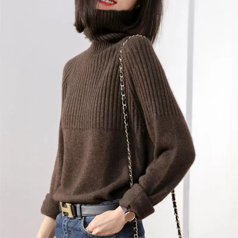 Luan Women’s Turtleneck Jumper – Soft Knit Winter Sweater with Relaxed Fit