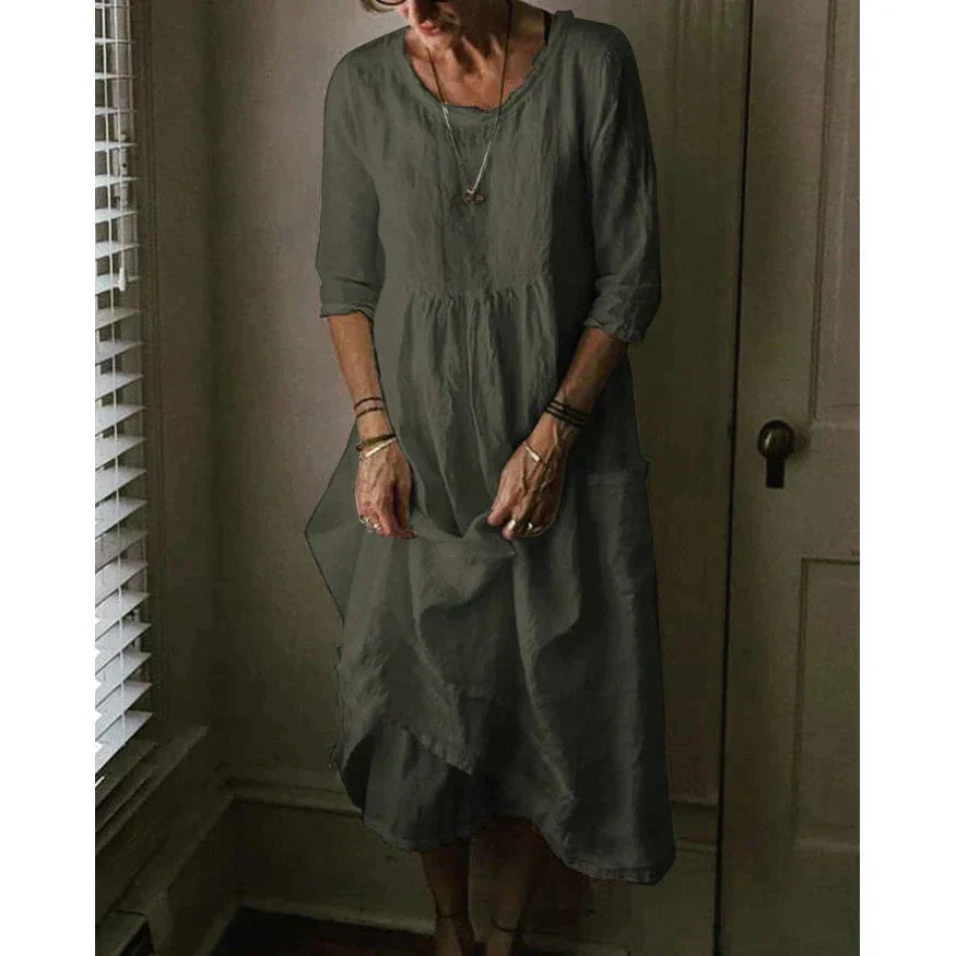 Felesca Women’s Maxi Dress – Cotton Linen Summer Dress with Flowy Relaxed Fit