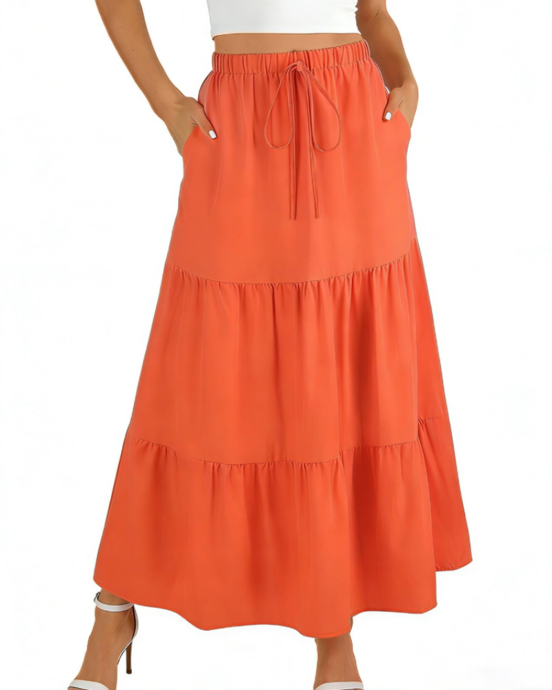 Grace Women’s Maxi Skirt – High Waist A-Line Skirt with Pockets & Lining