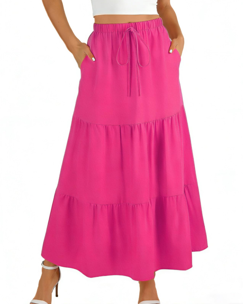 Grace Women’s Maxi Skirt – High Waist A-Line Skirt with Pockets & Lining