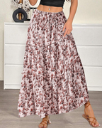 Avery Women’s Maxi Skirt – High Waist Tiered A-Line Skirt with Flared Hem
