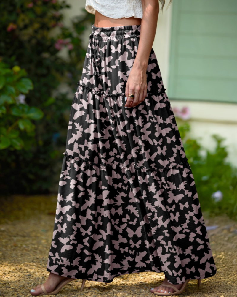 Penelope Women’s Maxi Skirt – Boho Floral High Waist Skirt with Pockets