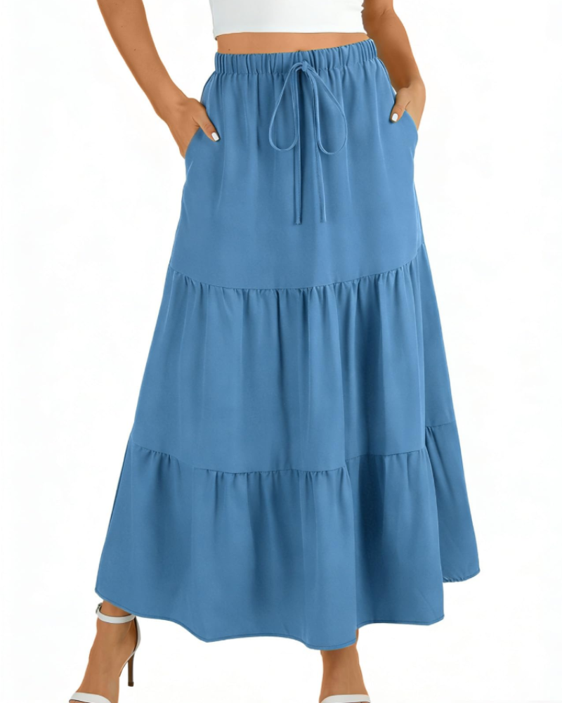 Grace Women’s Maxi Skirt – High Waist A-Line Skirt with Pockets & Lining
