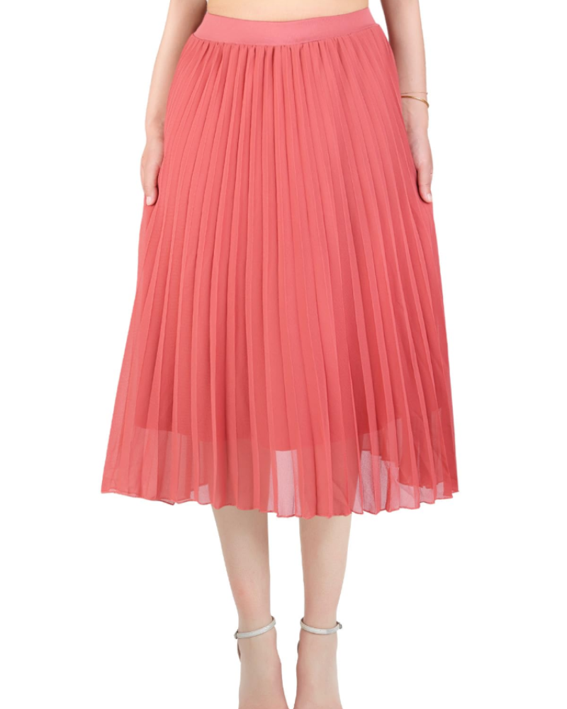 Emma Women’s Pleated Maxi Skirt – Chiffon A-Line Skirt with Elastic High Waist