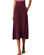 Nina Women’s Jersey Midi Skirt – Pull-On Stretch Skirt with Side Pockets