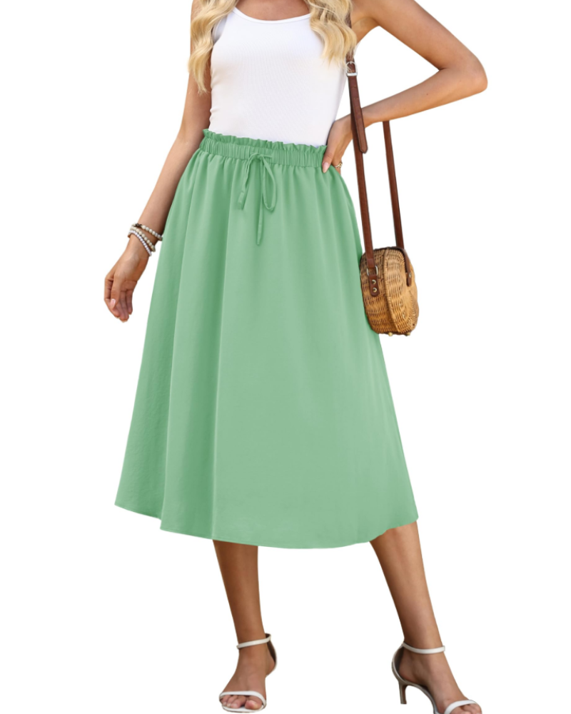 Claire Women’s Maxi Skirt – Drawstring A-Line Summer Skirt with Elastic Waist