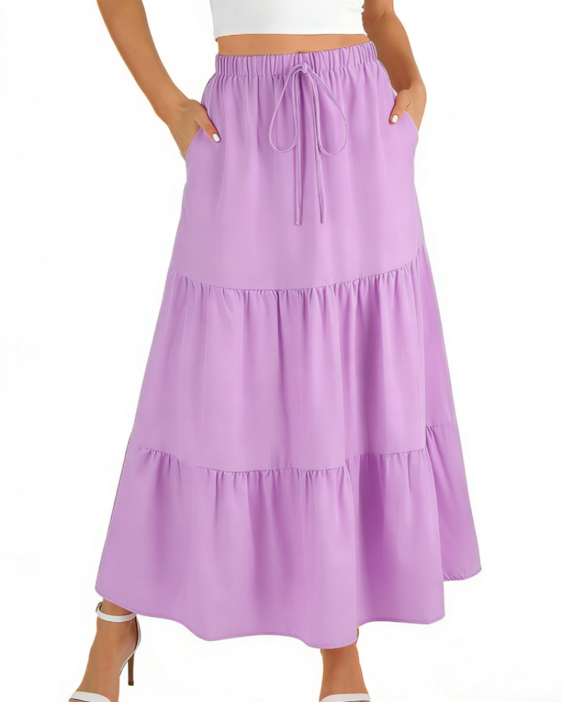 Grace Women’s Maxi Skirt – High Waist A-Line Skirt with Pockets & Lining