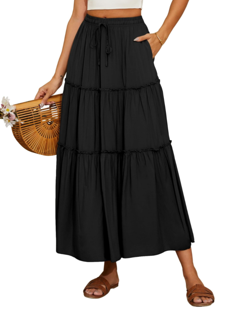 Madison Women’s Midi Skirt – High Waist A-Line Skirt with Side Pockets