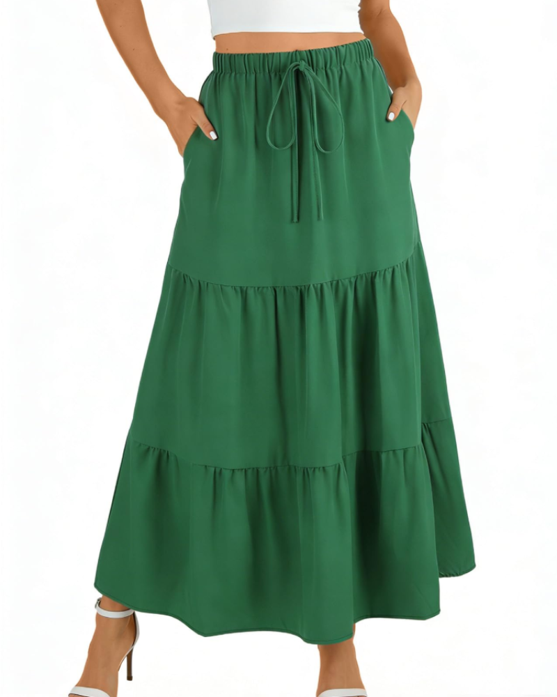 Grace Women’s Maxi Skirt – High Waist A-Line Skirt with Pockets & Lining