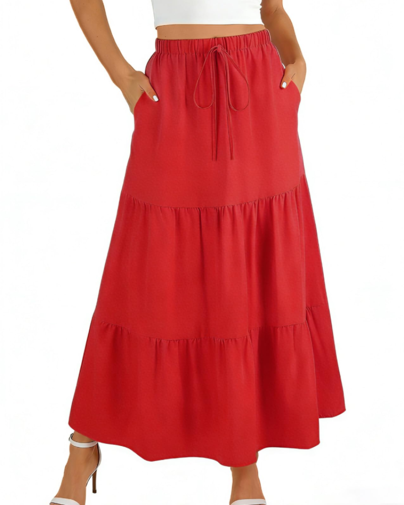 Grace Women’s Maxi Skirt – High Waist A-Line Skirt with Pockets & Lining