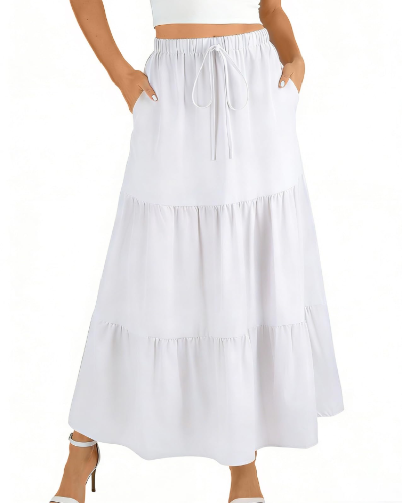 Grace Women’s Maxi Skirt – High Waist A-Line Skirt with Pockets & Lining