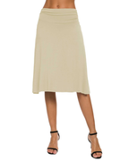 Audrey Women’s Midi Skirt – Stretch A-Line Knee-Length Skirt with Elastic Waist