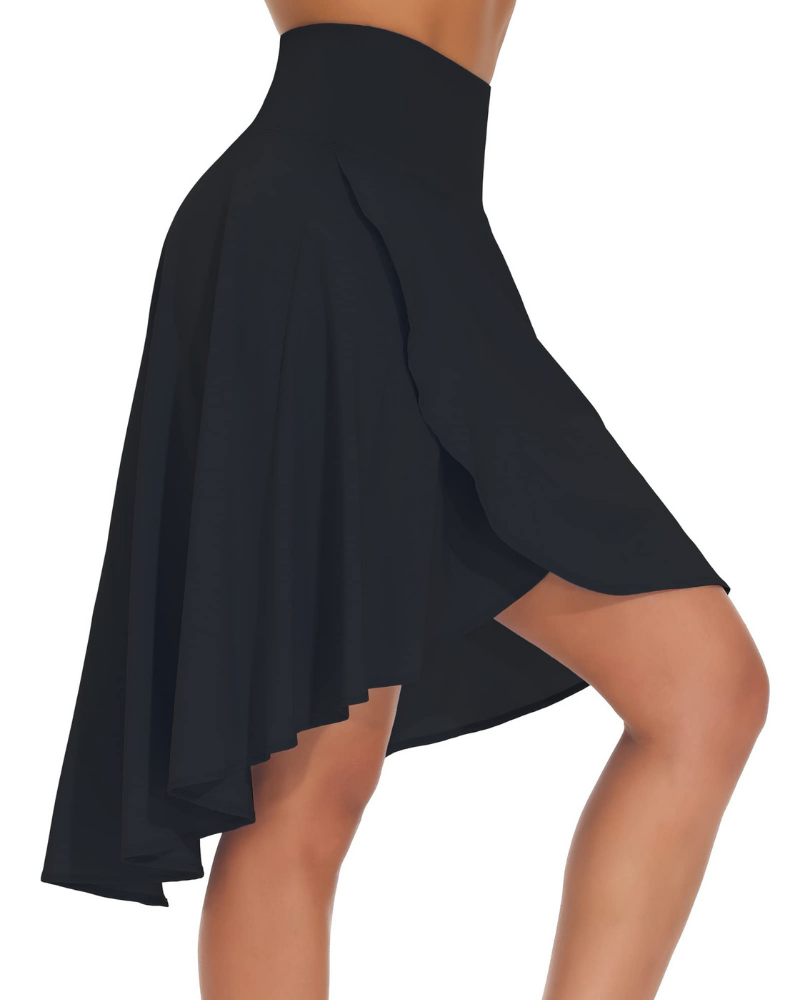 Maya Women’s Skort – High Waist Asymmetrical Ruffle Skirt with Shorts