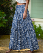 Penelope Women’s Maxi Skirt – Boho Floral High Waist Skirt with Pockets