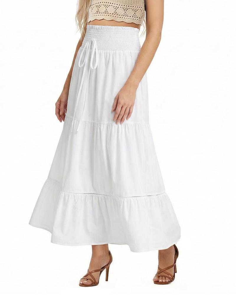 Lydia Women’s A-Line Midi Skirt – High Waist Pleated Skater Skirt