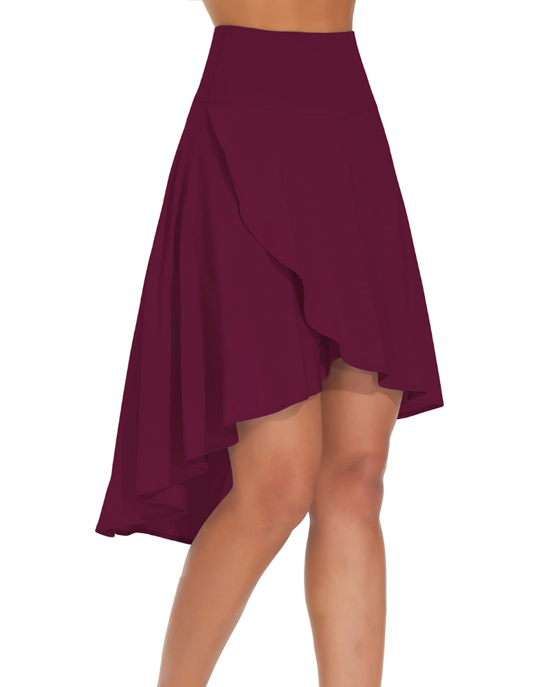 Maya Women’s Skort – High Waist Asymmetrical Ruffle Skirt with Shorts