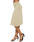 Audrey Women’s Midi Skirt – Stretch A-Line Knee-Length Skirt with Elastic Waist