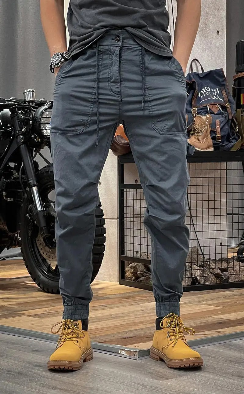 David Men’s Stretch Cargo Trousers – Comfortable Spandex Utility Pants with Pockets