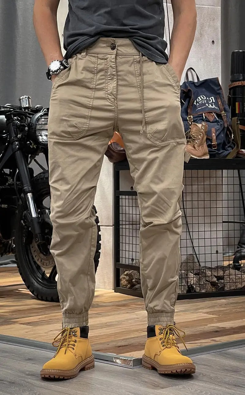 David Men’s Stretch Cargo Trousers – Comfortable Spandex Utility Pants with Pockets