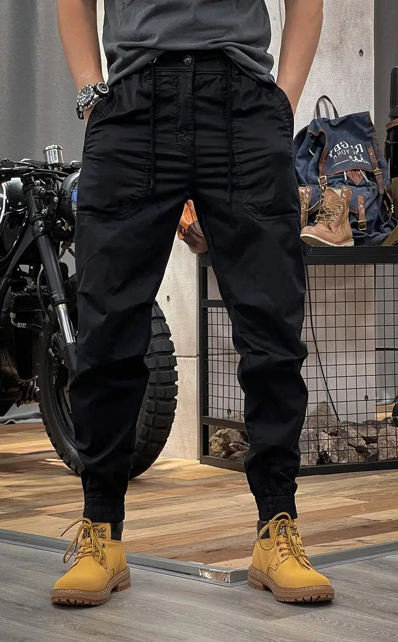 David Men’s Stretch Cargo Trousers – Comfortable Spandex Utility Pants with Pockets