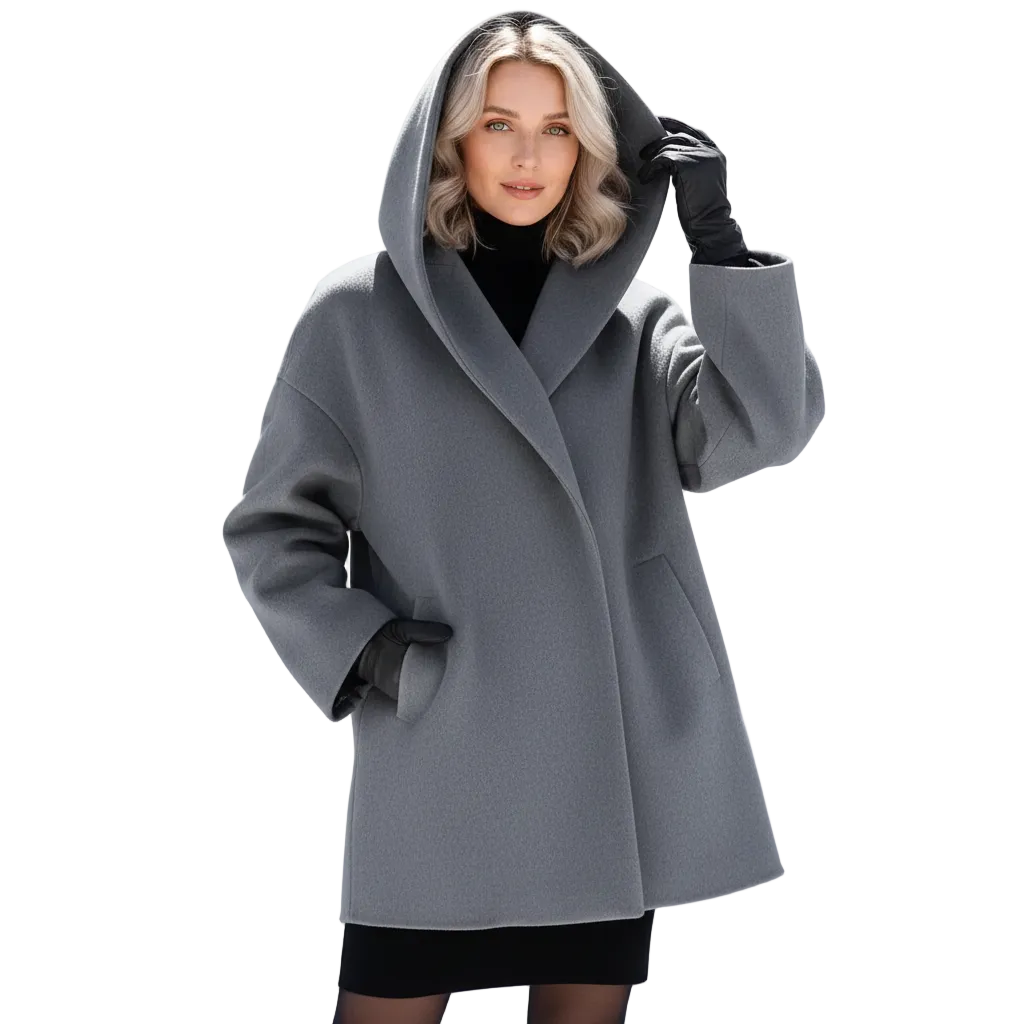 Vicky Women’s Oversized Coat – Elegant Mid-Length Winter Jacket with Soft Draped Fit