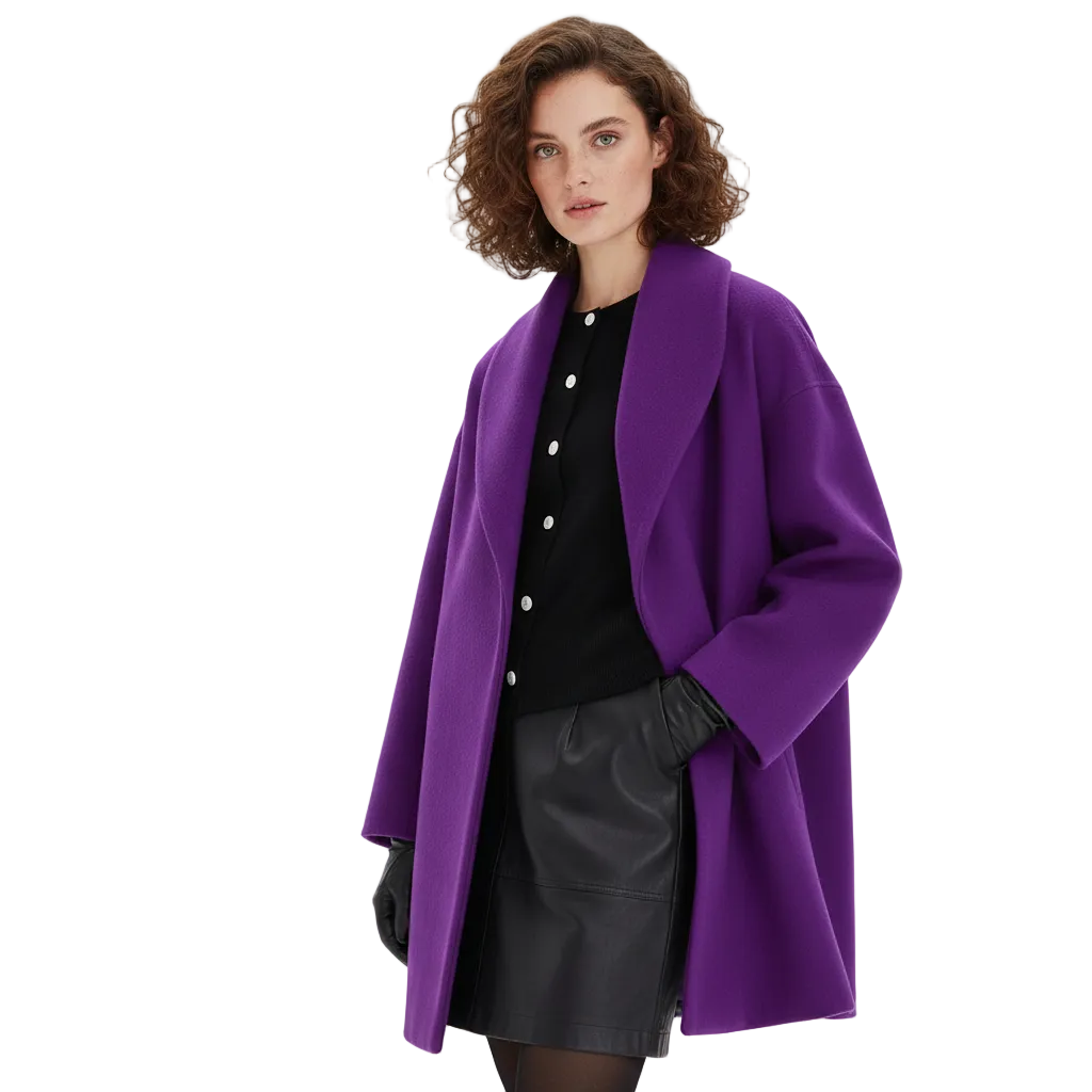 Vicky Women’s Oversized Coat – Elegant Mid-Length Winter Jacket with Soft Draped Fit